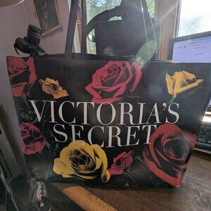 Victoria's Secret Black Tote With Roses